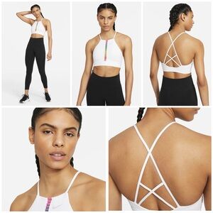 NWOT Nike White Dri-FIT Indy Rainbow Ladder Sports Bra